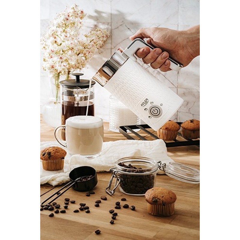Adler AD 4494 milk frother/warmer Automatic Metallic, White Adler AD 4494 milk frother/warmer Automatic Metallic, White