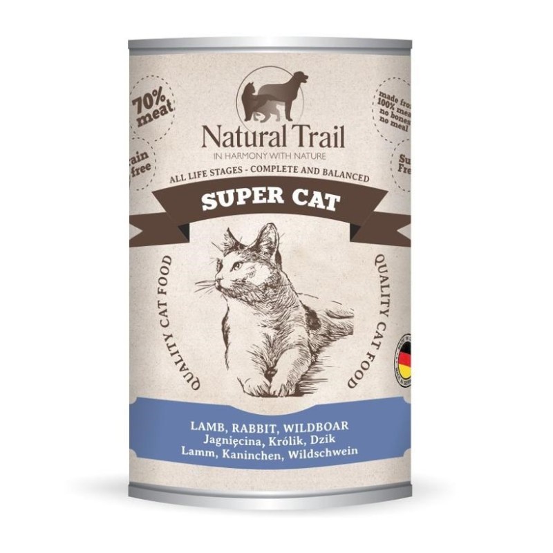 NATURAL TRAIL Super Cat Lamb, rabbit, wild boar - wet cat food - 400g