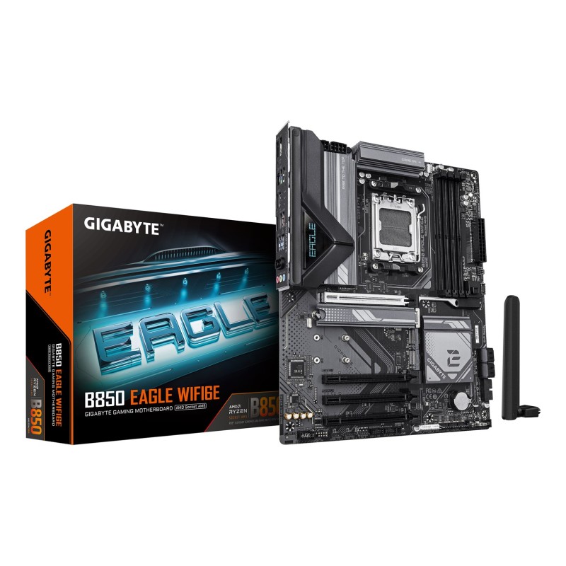 GIGABYTE B850 EAGLE WIFI6E Motherboard - AMD Ryzen 9000 Series CPUs, 8+2+2 Phases Digital VRM, up to 8200MHz DDR5 (OC), 1xPCIe 5.0 + 2xPCIe 4.0 M.2, GbE LAN, WIFI 6E, USB 3.2 Gen 2