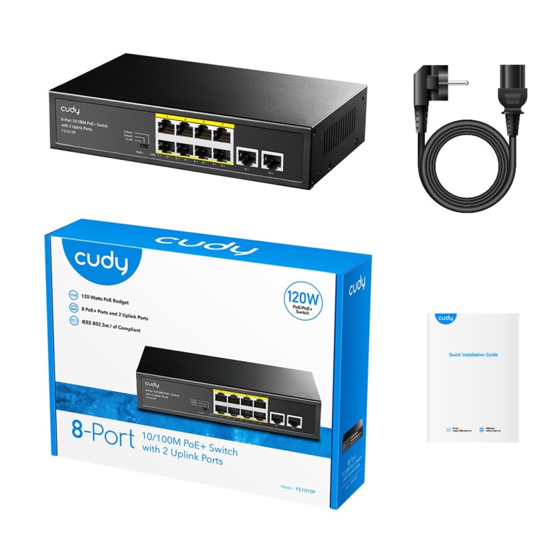 Cudy FS1010P network switch Fast Ethernet (10/100) Power over Ethernet (PoE) Black Cudy FS1010P network switch Fast Ethernet (10/100) Power over Ethernet (PoE) Black