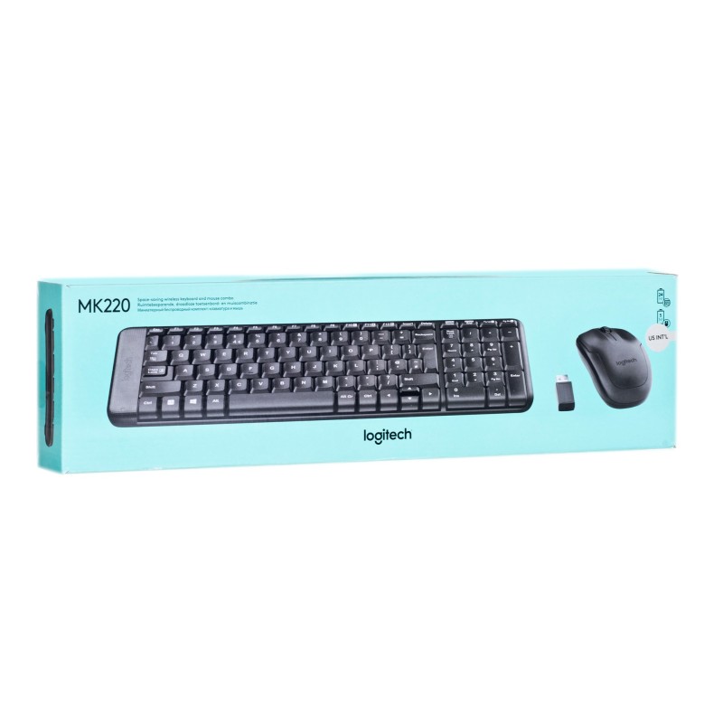 Logitech MK220 keyboard RF Wireless QWERTY International EER Black Logitech MK220 keyboard RF Wireless QWERTY International EER Black