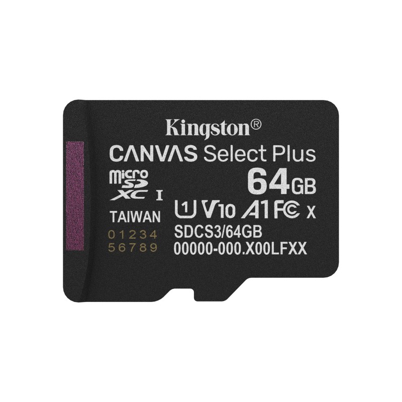 Kingston Technology 64GB microSDXC Canvas Select Plus Gen3 100MB/s A1 Card + Adapter Kingston Technology 64GB microSDXC Canvas Select Plus Gen3 100MB/s A1 Card + Adapter