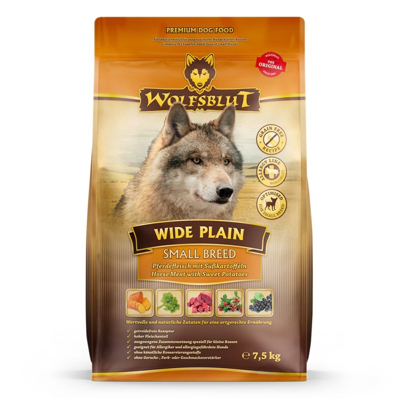 WOLFSBLUT Wide Plain Small breeds Horse with sweet potatoes - dry dog food - 7,5kg