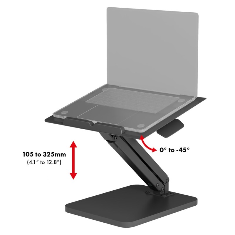 Maclean desk stand for monitor or laptop, gas spring, for standing and sitting work, black, MC-493 Maclean desk stand for monitor or laptop, gas spring, for standing and sitting work, black, MC-493