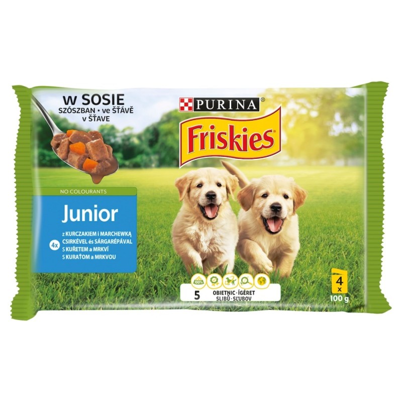 PURINA Friskies Junior with chicken and carrot - wet dog food - 4 x 100g