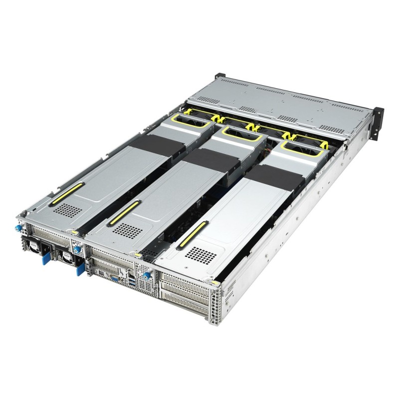 Platforma Asus Rack (2U) RS720A-E12-RS24U AMD Epyc 9004 (24x NVMe, 2xM.2, 3xGPU, 2x10Gbe, IPMI,  1+1 2600W)