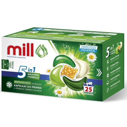 MILL PRO 5k laundry capsules + UNIVERSAL softening beads, 25 pcs