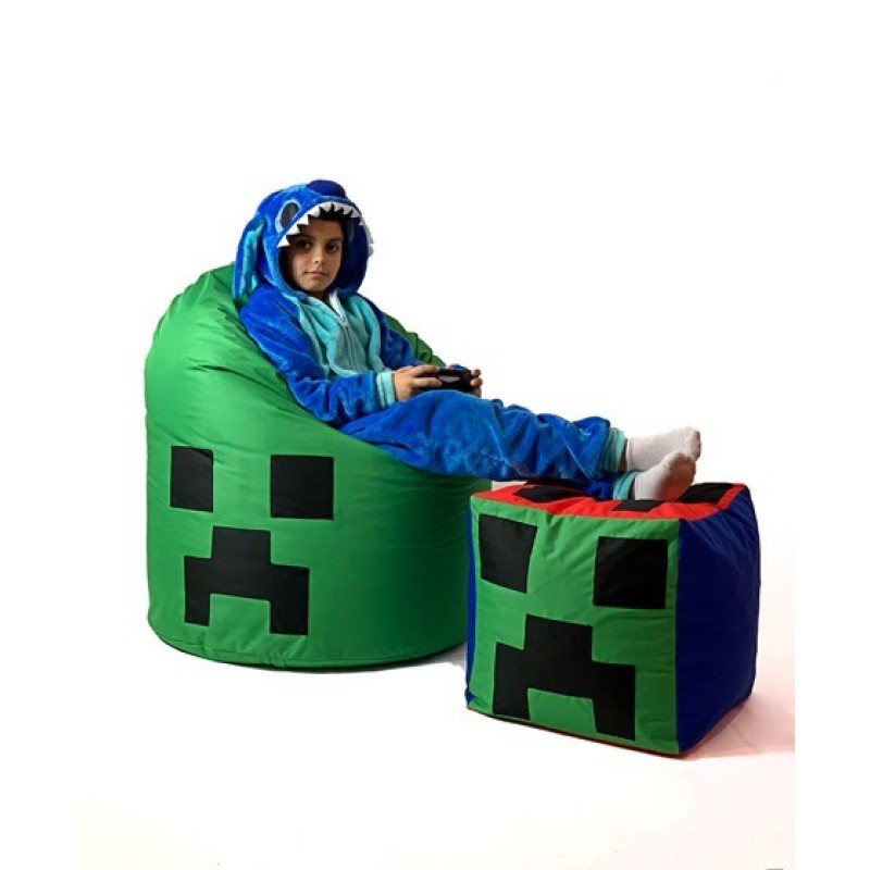 Sako bag pouffe Minecraft green XXL 110 x 90 cm Sako bag pouffe Minecraft green XXL 110 x 90 cm
