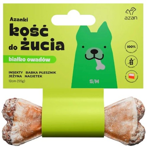 AZANKI Bone with insects and blackberry S/M - dog treat - 12 cm AZANKI Bone with insects and blackberry S/M - dog treat - 12 cm