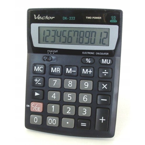 Vector KAV DK-222 office calculator, 12 digits, 103 x 137 mm, black