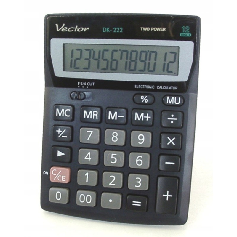 Vector KAV DK-222 office calculator, 12 digits, 103 x 137 mm, black