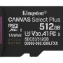 Kingston Technology 512GB microSDXC Canvas Select Plus Gen3 150MB/s A1 Card + Adapter