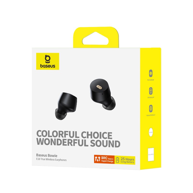 Baseus Bowie E18 Headset True Wireless Stereo (TWS) In-ear Calls/Music USB Type-C Bluetooth Black Baseus Bowie E18 Headset True Wireless Stereo (TWS) In-ear Calls/Music USB Type-C Bluetooth Black