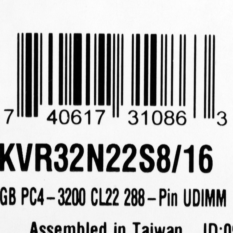 Kingston Technology KVR32N22S8/16 memory module 16 GB 1 x 16 GB DDR4 3200 MHz
