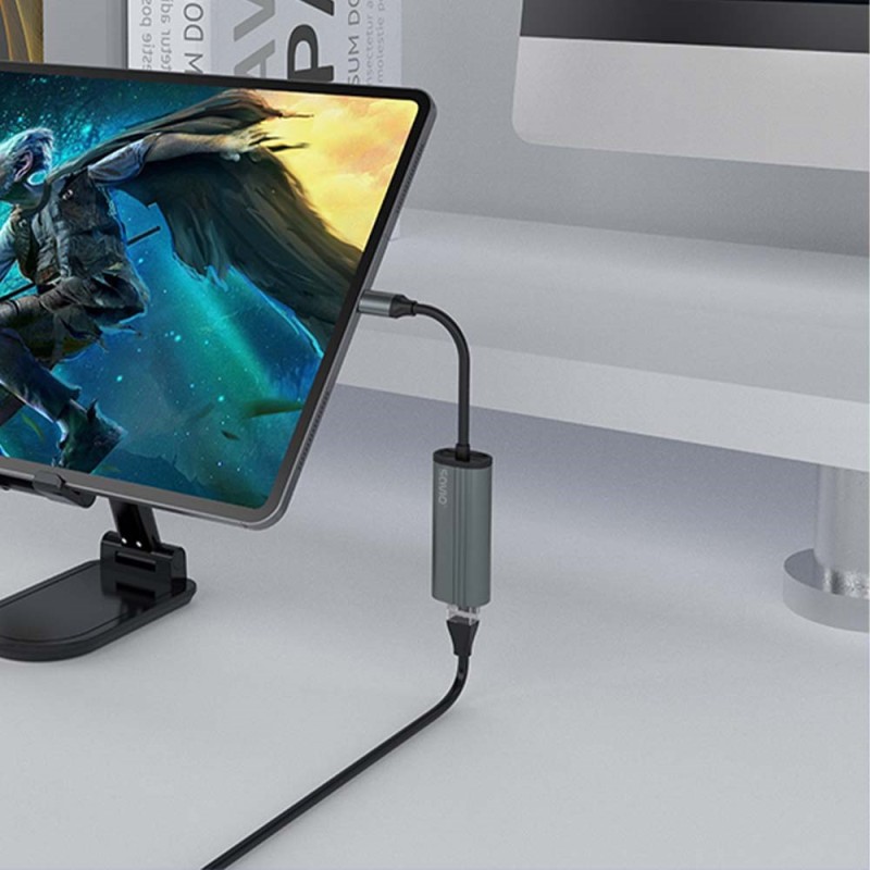 SAVIO Adapter USB-C 3.1 Gen.1 (M) to RJ-45 Gigabit Ethernet (F), 1000 Mbps, AK-56, grey SAVIO Adapter USB-C 3.1 Gen.1 (M) to RJ-45 Gigabit Ethernet (F), 1000 Mbps, AK-56, grey