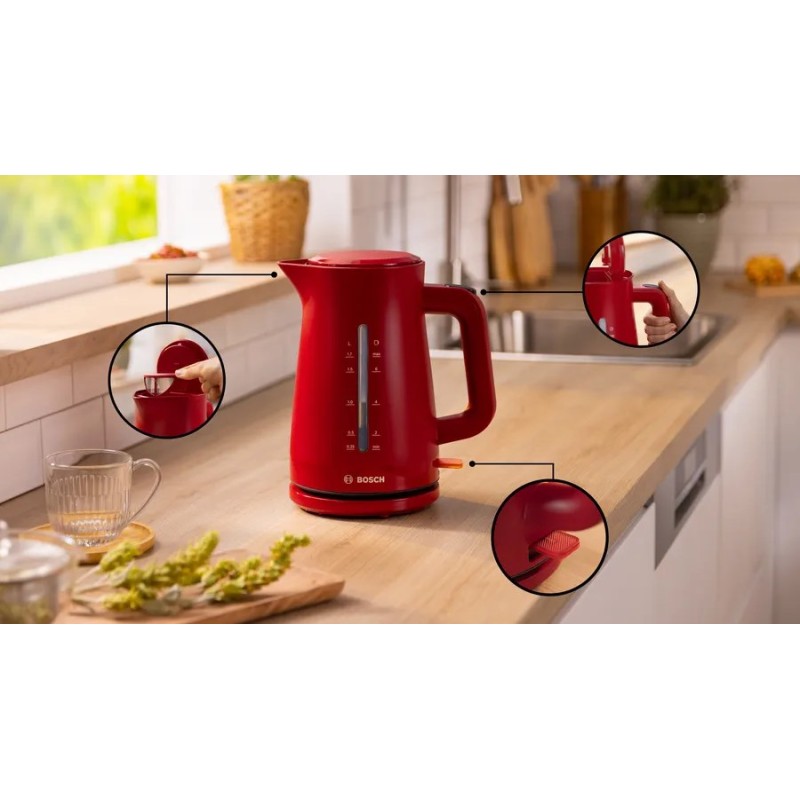 Bosch TWK3M124 electric kettle 1.7 L 2400 W Red Bosch TWK3M124 electric kettle 1.7 L 2400 W Red