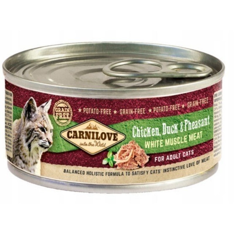 CARNILOVE Cat Chicken, Duck & Pheasant White Muscle Meat – wet food for cats – 100 g CARNILOVE Cat Chicken, Duck & Pheasant White Muscle Meat – wet food for cats – 100 g