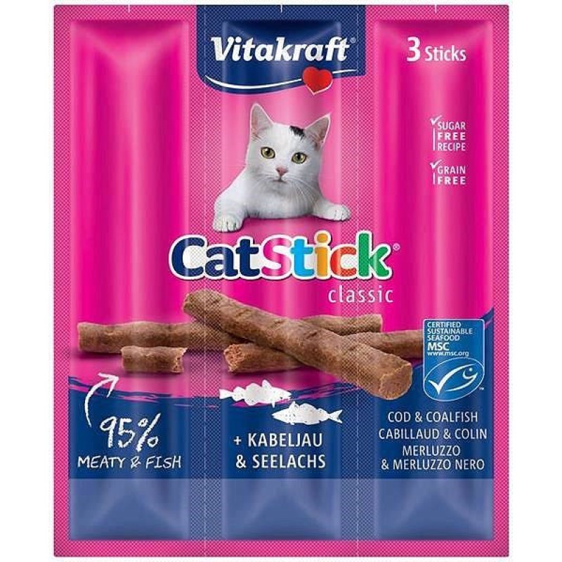 VITAKRAFT CatStick Classic Cod and saithe - cat treats - 18g