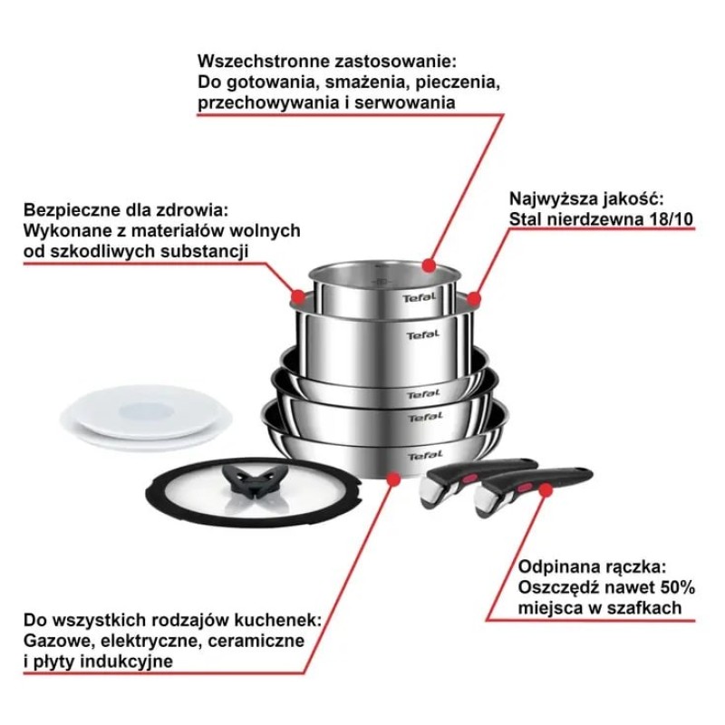 TEFAL Ingenio Emotion 10-piece cookware set L897SA74