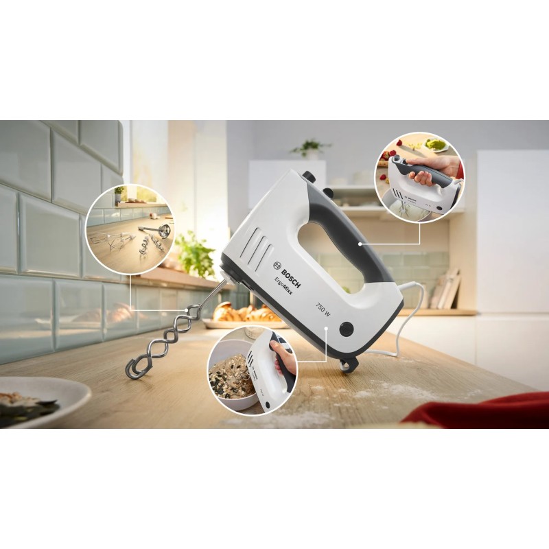 Bosch MFQ37490 mixer Hand mixer 750 W Grey, White