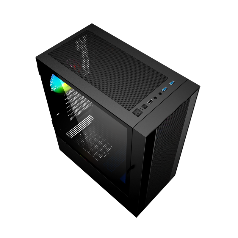 Gembird Fornax 4000 ARGB gaming ATX computer case, Midi Tower, backlight, Black