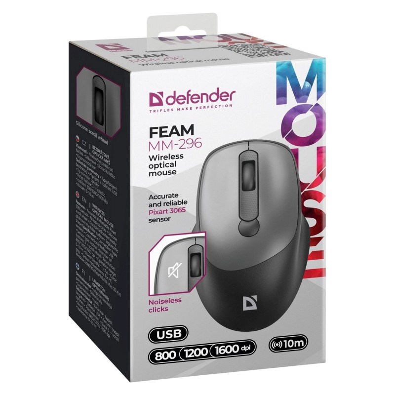 MOUSE DEFENDER FEAM MM-296 RF SILENT GREY MOUSE DEFENDER FEAM MM-296 RF SILENT GREY