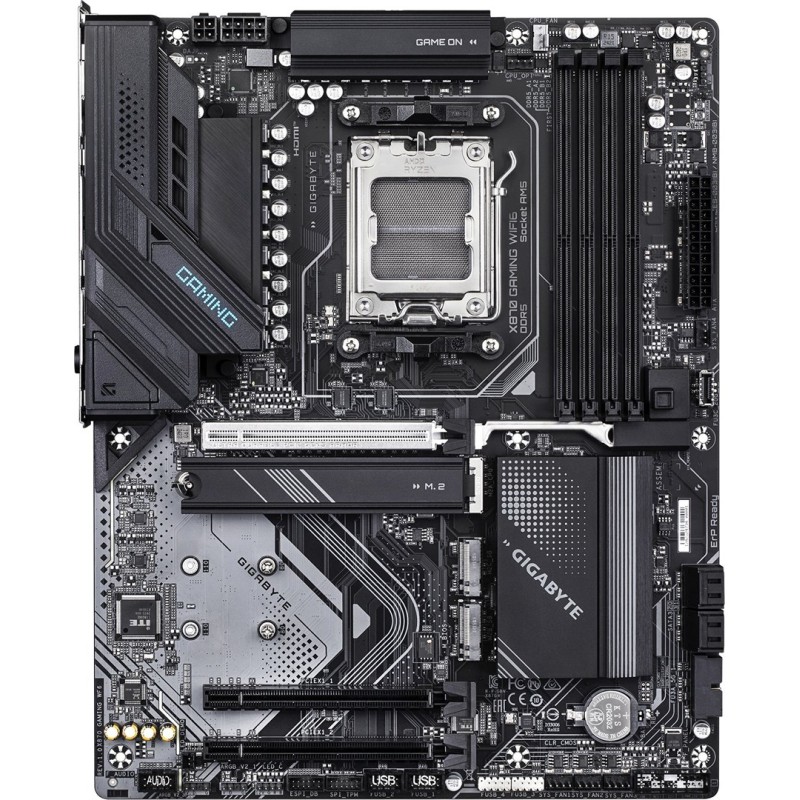 GIGABYTE X870 GAMING WIFI6 Motherboard - Supports AMD Ryzen 9000 CPUs, 8+2+2 phases VRM, up to 8000MHz DDR5 (OC), 1xPCIe 5.0 + 2xPCIe 4.0, Wi-Fi 6, 2.5GbE LAN, USB 4 GIGABYTE X870 GAMING WIFI6 Motherboard - Supports AMD Ryzen 9000 CPUs, 8+2+2 phases VRM, up to 8000MHz DDR5 (OC), 1xPCIe 5.0 + 2xPCIe 4.0, Wi-Fi 6, 2.5GbE LAN, USB 4
