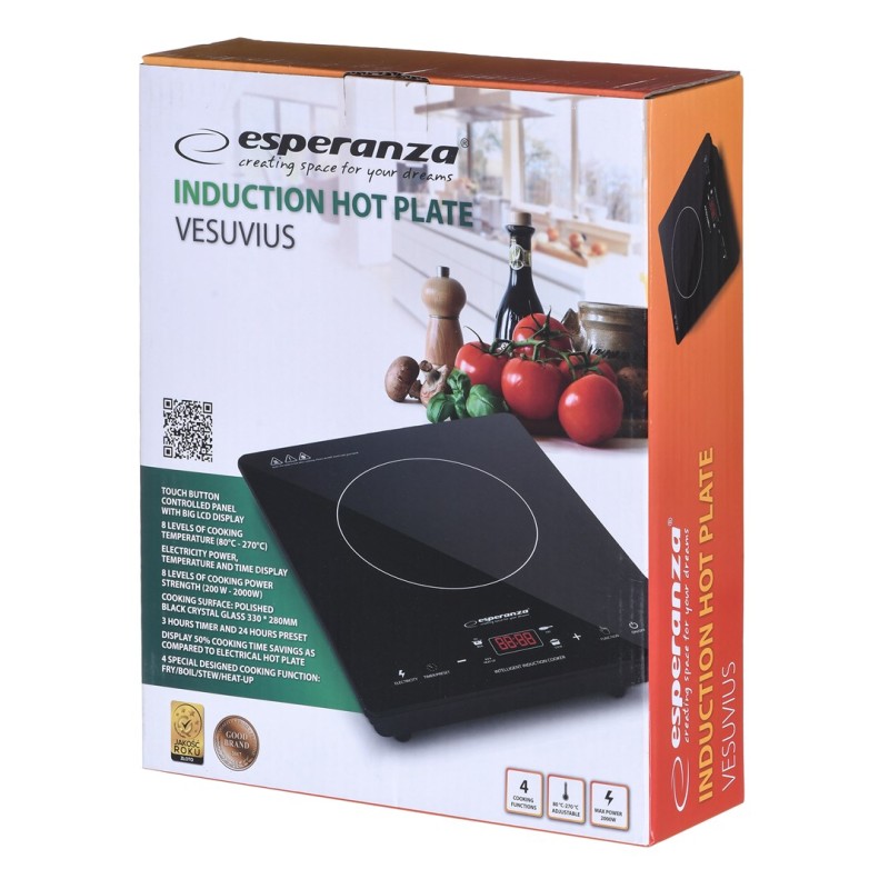 Esperanza EKH009 hob Black Countertop 28 cm Zone induction hob 1 zone(s) Esperanza EKH009 hob Black Countertop 28 cm Zone induction hob 1 zone(s)