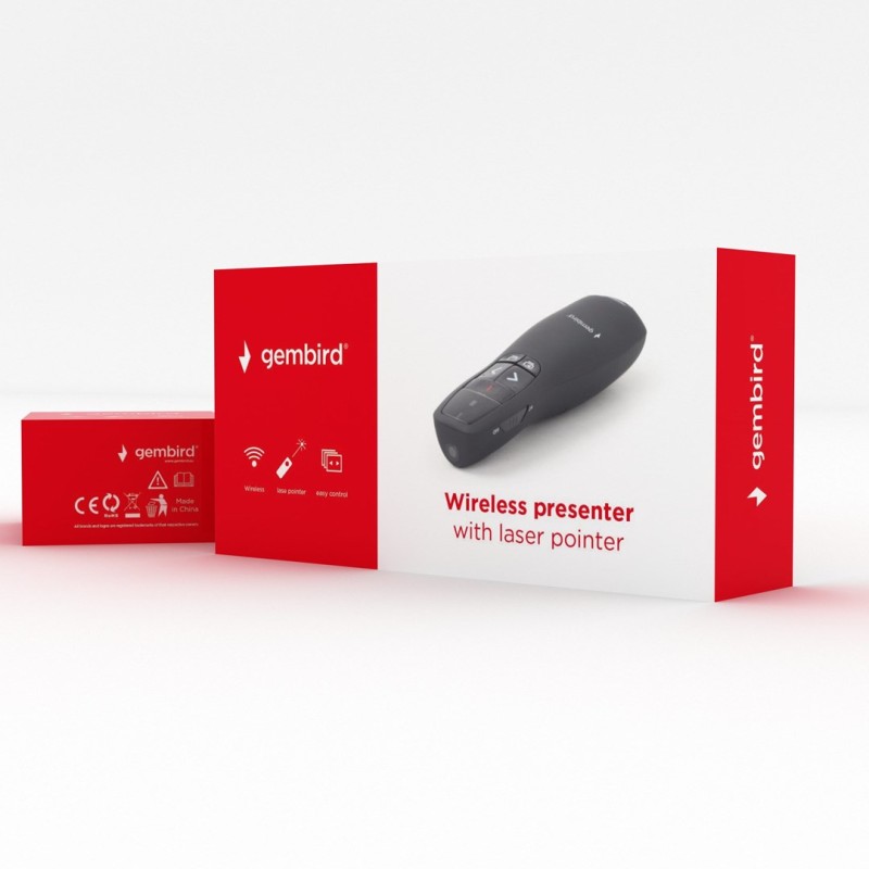 Gembird *Wireless presenter with laser pointer 660 nm 10 m Black Gembird *Wireless presenter with laser pointer 660 nm 10 m Black