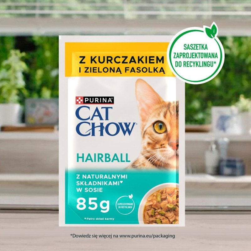 PURINA Cat Chow Hairball Control with chicken and green beans in sauce - wet cat food - 26x85g (20 + 6 GRATIS)