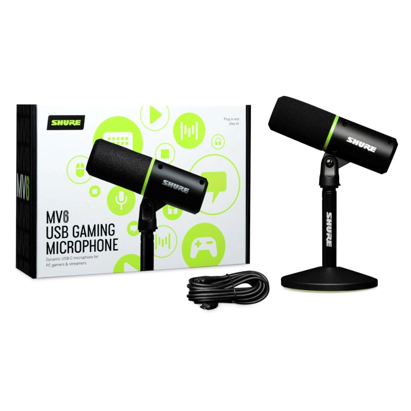 Shure MV6 - USB-C cardioid dynamic microphone for gamers and streamers Shure MV6 - USB-C cardioid dynamic microphone for gamers and streamers