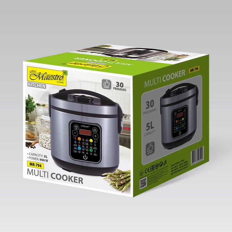 Maestro MR-794 multi cooker 5 L 900 W Black, Satin steel