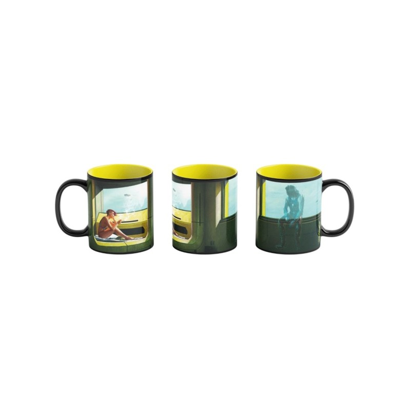 Heat Reveal Mug Good Loot Cyberpunk 2077 Game Art Chronicles - V & Edward Hopper 450 ml Black, Yellow