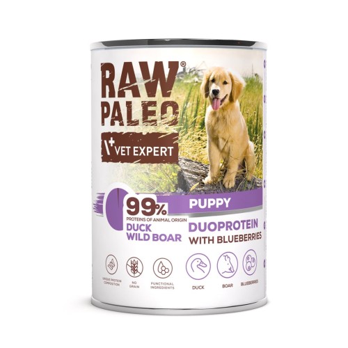 RAW PALEO Duoprotein Duck & Boar Puppy - wet dog food - 400g RAW PALEO Duoprotein Duck & Boar Puppy - wet dog food - 400g