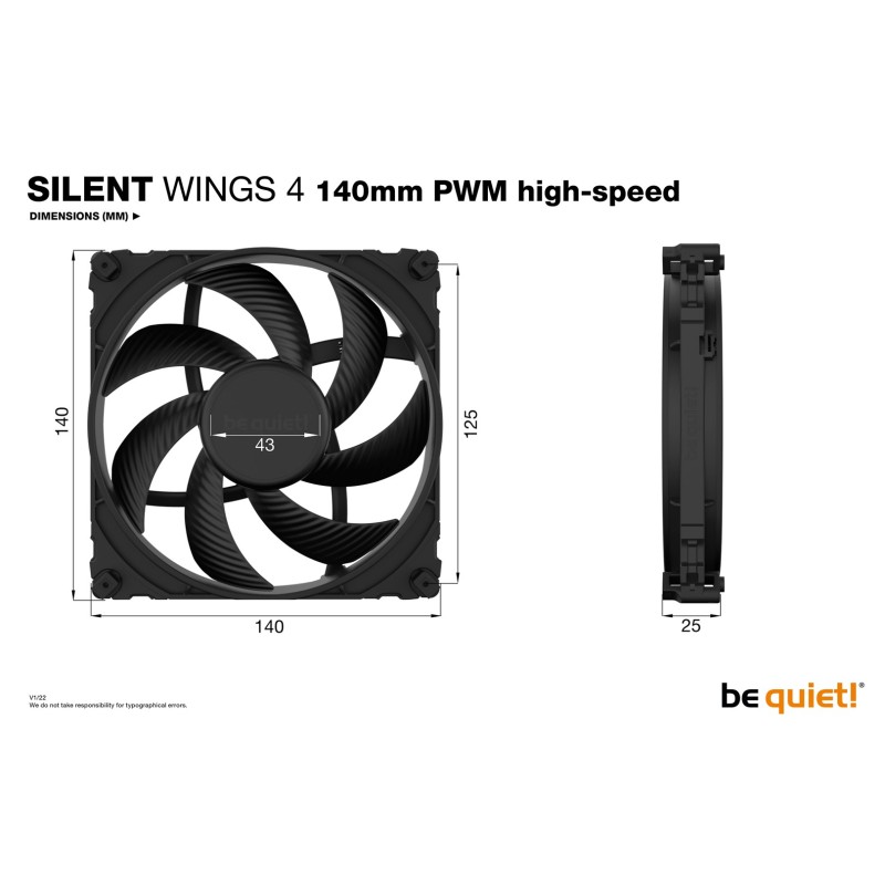 be quiet! SILENT WINGS 4 | 140mm PWM high-speed Computer case Fan 14 cm Black 1 pc(s)