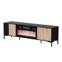Cama RTV Cabinet MERCI 180 x 40 x 53.5 cm black/oak artisan + fireplace