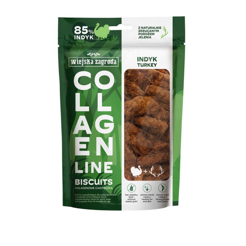 WIEJSKA ZAGRODA Collagen Line Collagen cookies Turkey - dog treat - 90g