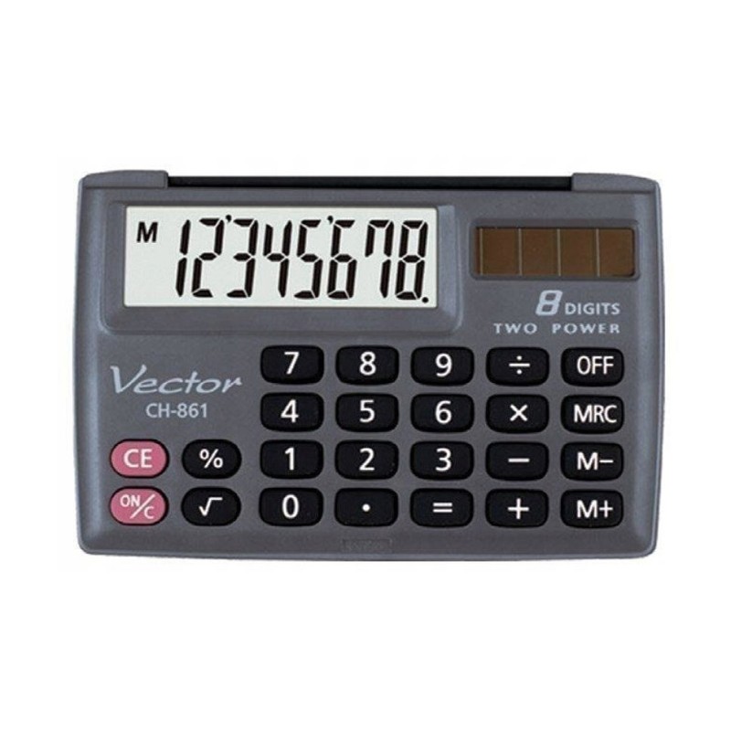 Vector KAV CH-861 pocket calculator, 8 digits, 87 x 58 mm, black Vector KAV CH-861 pocket calculator, 8 digits, 87 x 58 mm, black