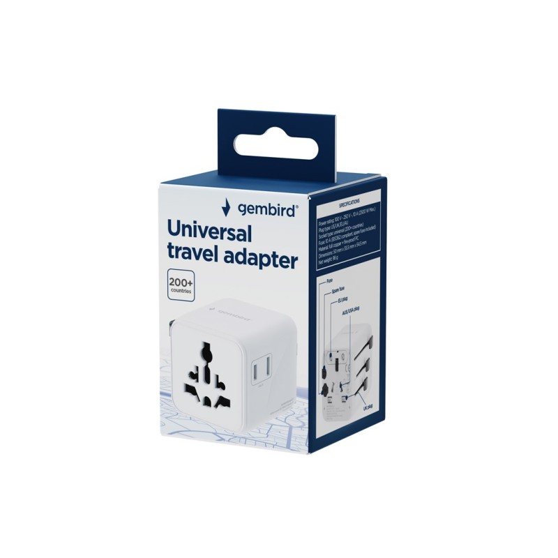 Gembird TPA-INT-01-W Universal travel power adapter, white