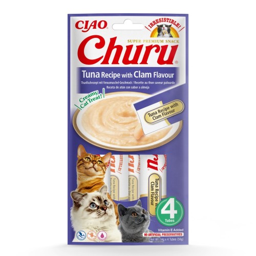 INABA Churu Tuna with clam flavour - cat treats - 4x14 g INABA Churu Tuna with clam flavour - cat treats - 4x14 g