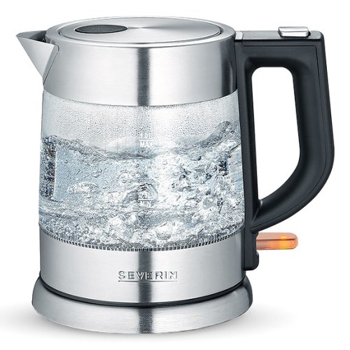 Severin WK 3468 electric kettle 1 L 2200 W Black, Stainless steel, Transparent