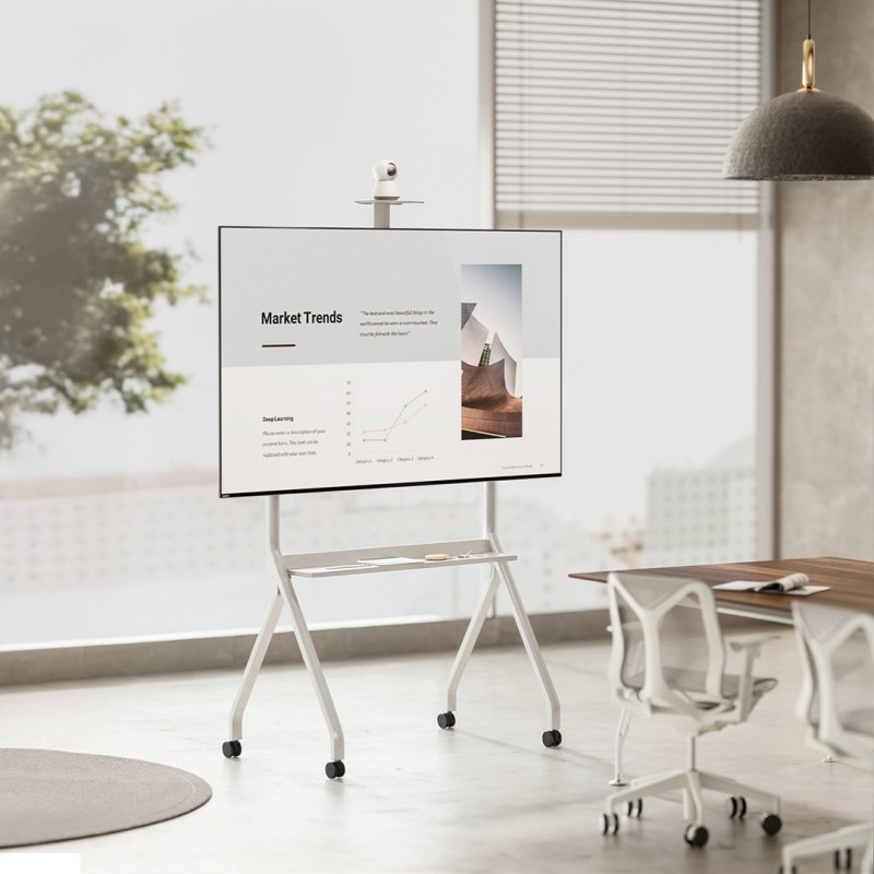 Maclean TV stand / cart, camera shelf, on casters, 55-100