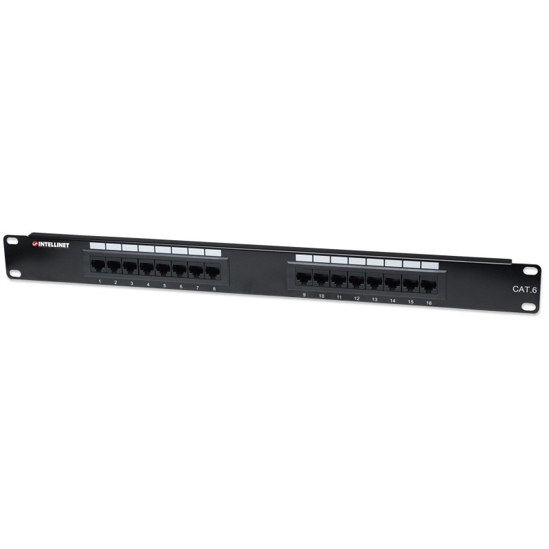 Intellinet Patch Panel, Cat6, UTP, 16-Port, 1U, Black