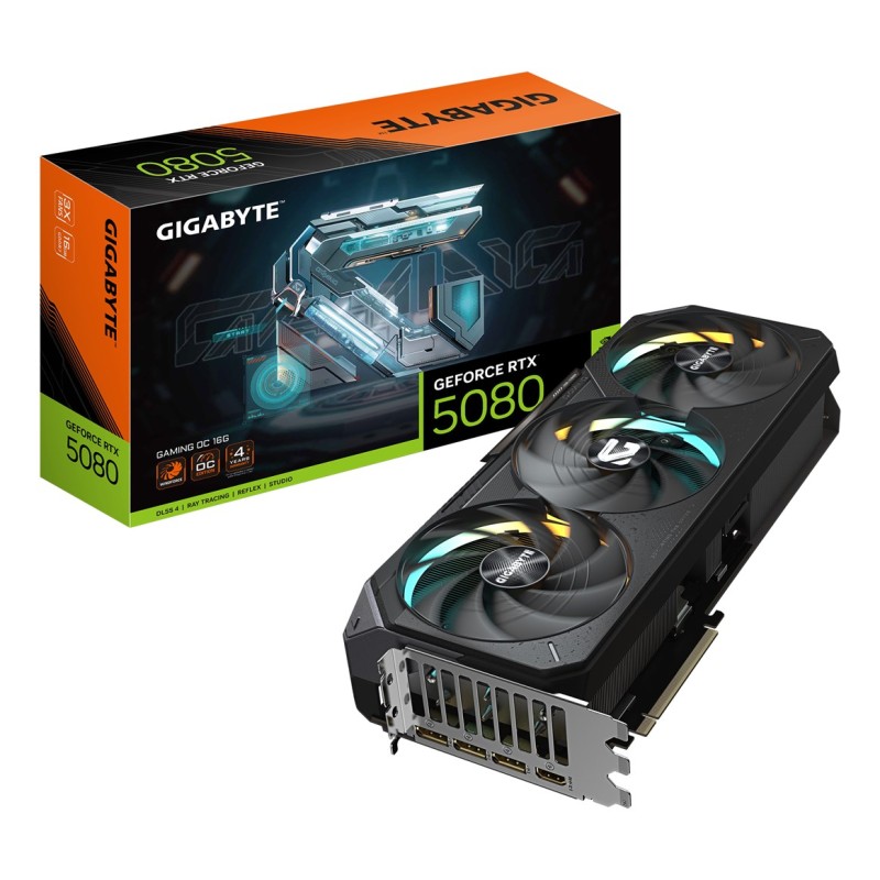 GIGABYTE GeForce RTX 5080 GAMING OC 16G Graphics Card - 16GB GDDR7, 256bit, PCI-E 5.0, 2730MHz Core Clock, 3 x DisplayPort, 1 x HDMI, GV-N5080GAMING OC-16GD GIGABYTE GeForce RTX 5080 GAMING OC 16G Graphics Card - 16GB GDDR7, 256bit, PCI-E 5.0, 2730MHz Core Clock, 3 x DisplayPort, 1 x HDMI, GV-N5080GAMING OC-16GD
