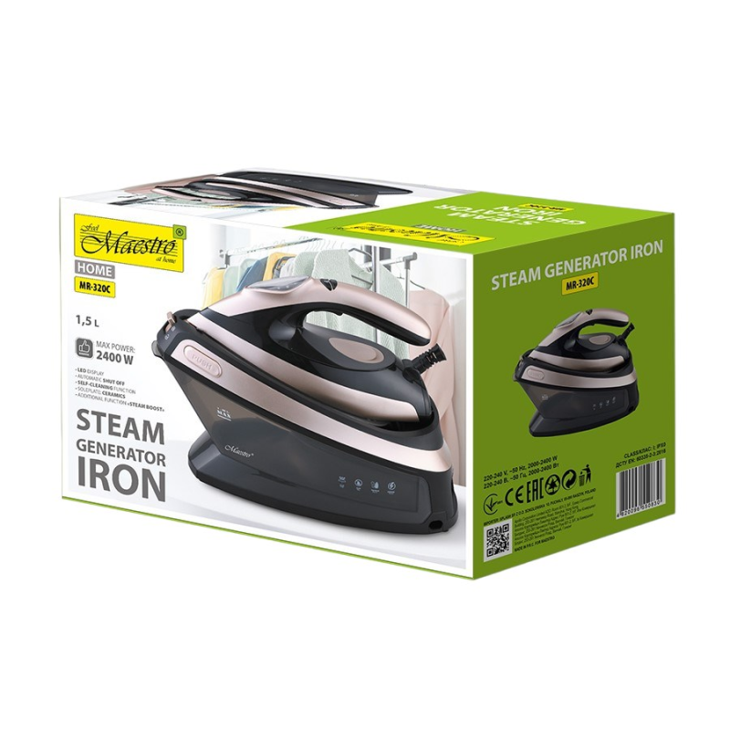 Maestro MR-320C steam ironing station 2400 W 1.5 L Ceramic soleplate Black, Pink gold Maestro MR-320C steam ironing station 2400 W 1.5 L Ceramic soleplate Black, Pink gold