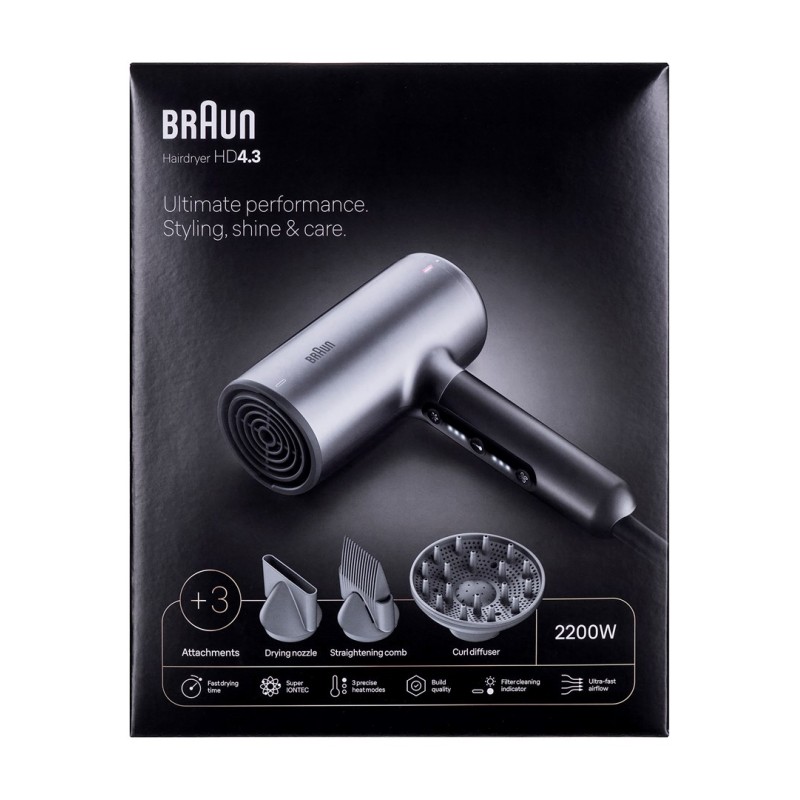 Braun HD 4.3 hair dryer 2200 W Silver Braun HD 4.3 hair dryer 2200 W Silver