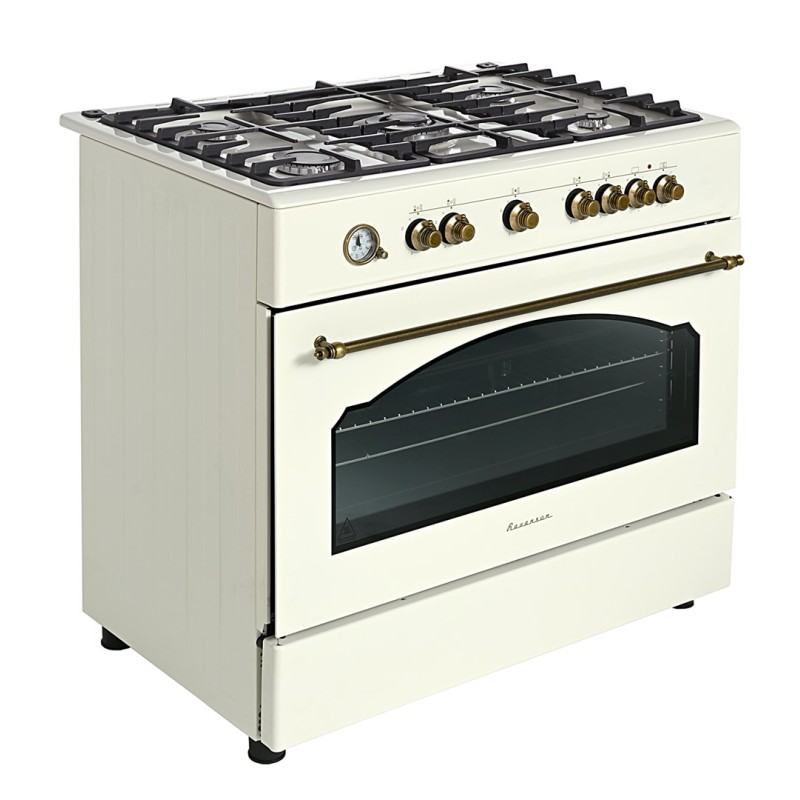 Ravanson Retro KWGE–90ARC gas and electric cooker (cream)