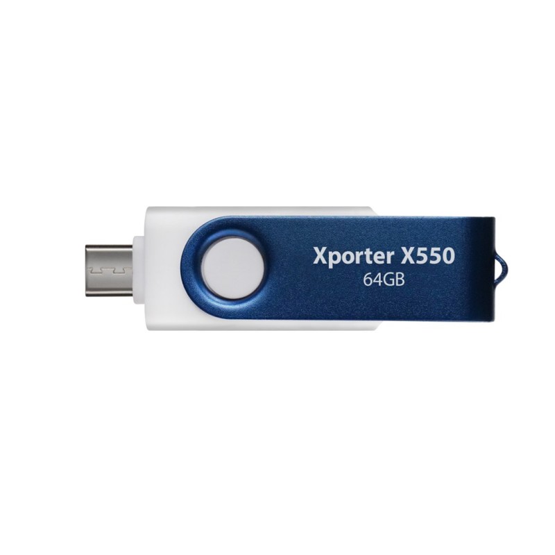 Patriot Memory 64GB Xporter X550 USB flash drive Dual USB A+C (PS64GX550AAD) White, Blue