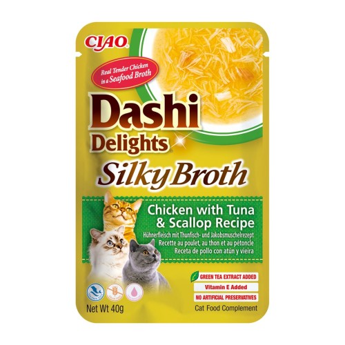 INABA CAT Dashi Delights Silky Broth Chicken with Tuna & Scallop - cat treat - 40g INABA CAT Dashi Delights Silky Broth Chicken with Tuna & Scallop - cat treat - 40g