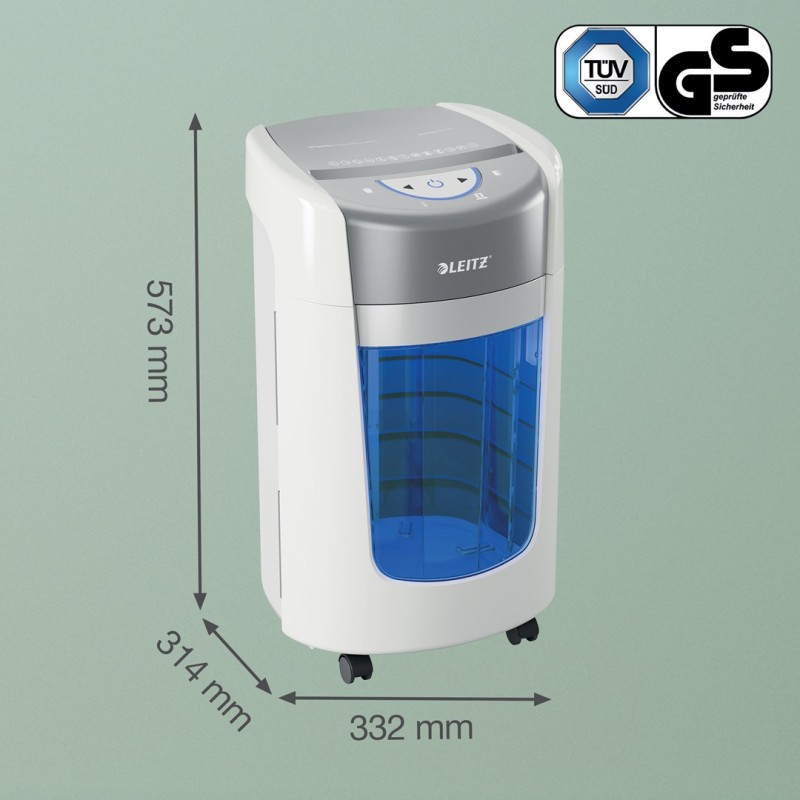 Leitz IQ OptiMax Home Office 225 Micro Cut Paper Shredder Security P5 15L - White